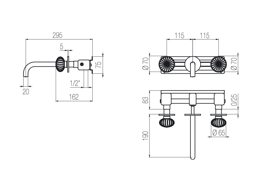 Wall-mounted basin tap