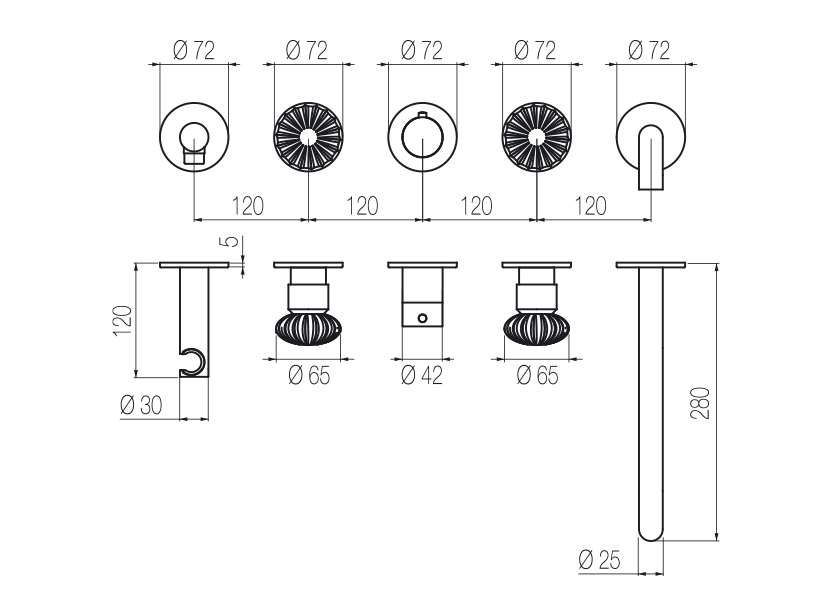 Set vasca termostatico orizzontale a grande portata 