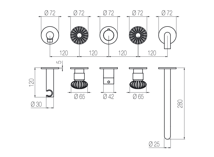 High flow rate horizontal bath set