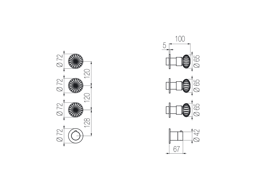 Thermostatic mixer with 3 manifolds