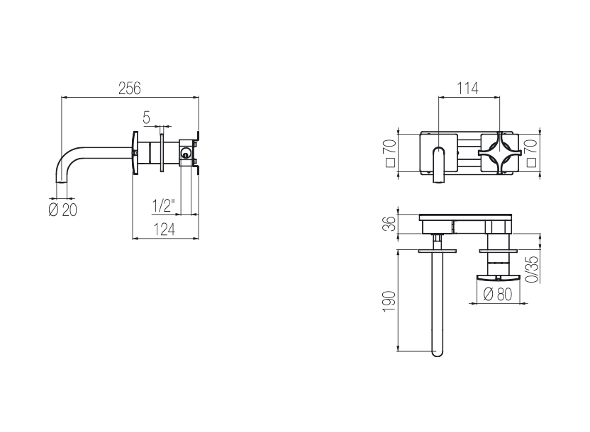 Wall-mounted basin mixer