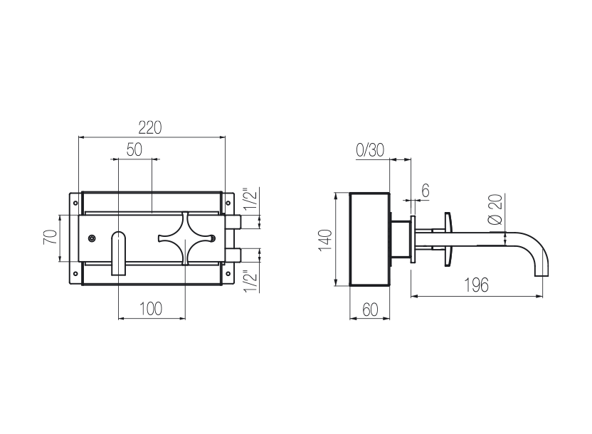 Wall-mounted basin mixer