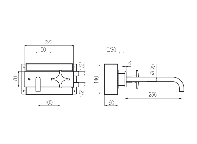 Wall-mounted basin mixer