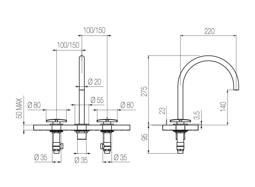 Lavabo 3 fori 