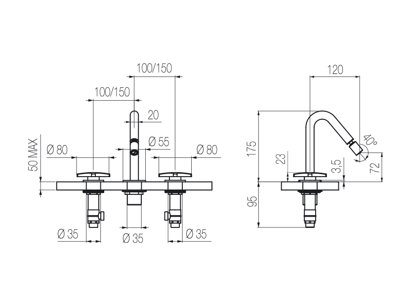 3-hole bidet group