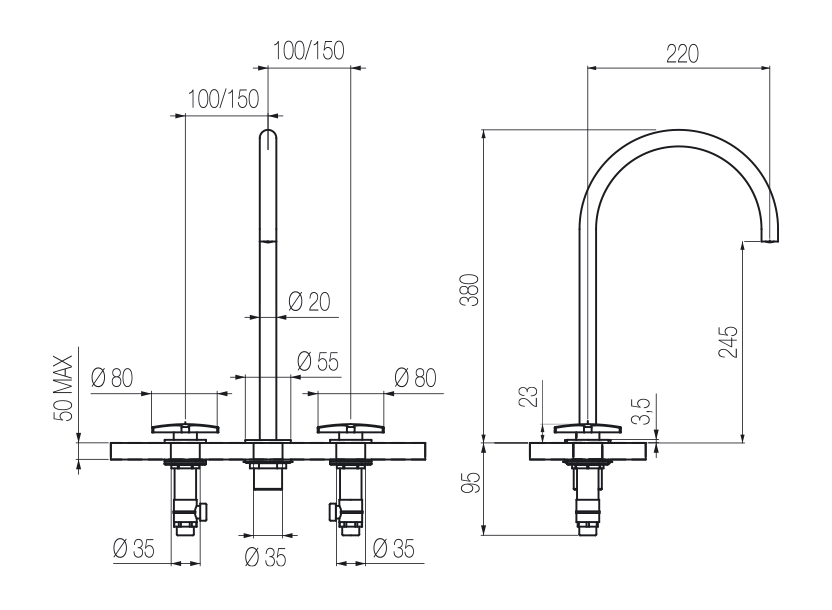 Lavabo 3 fori 