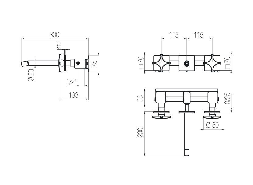 Wall-mounted basin tap