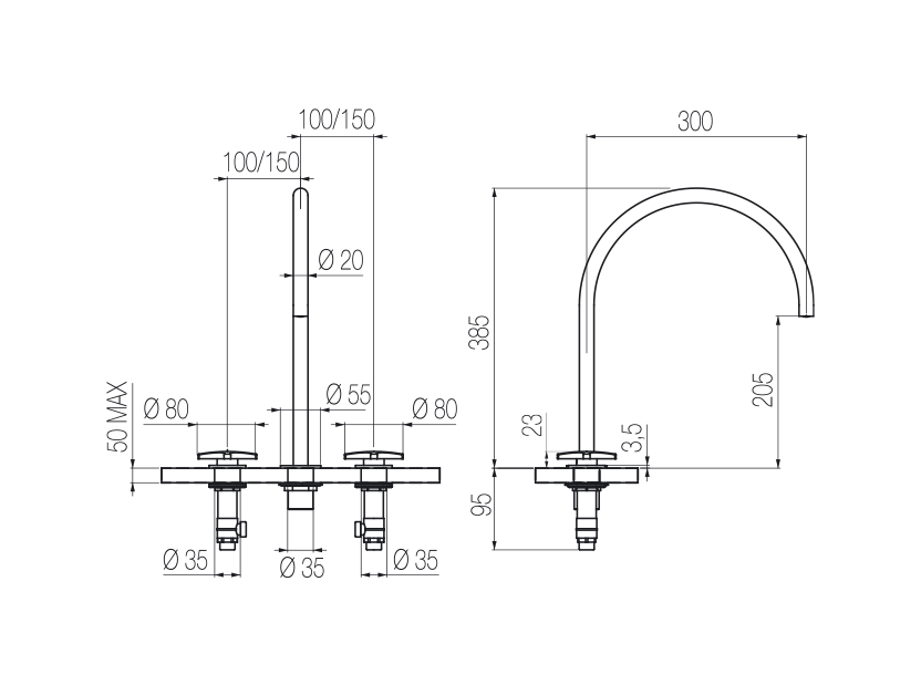 Lavabo 3 fori 