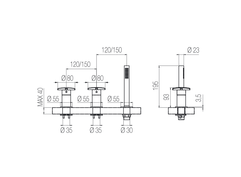 3-hole bath group