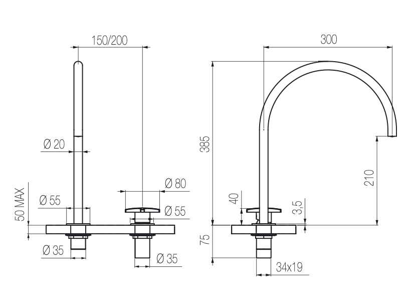 Lavabo 2 fori 