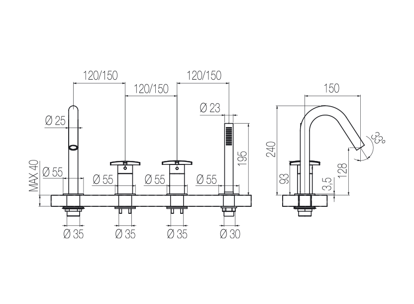 4-hole bath group