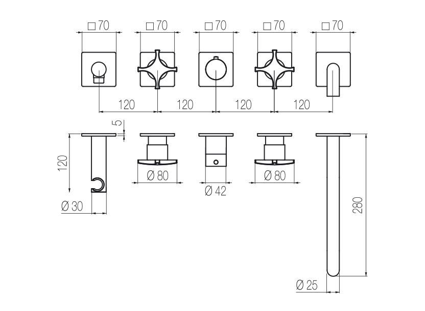 High flow rate horizontal bath set