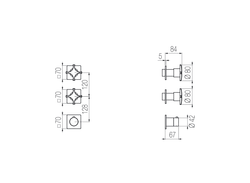 Thermostatic mixer with 2 manifolds