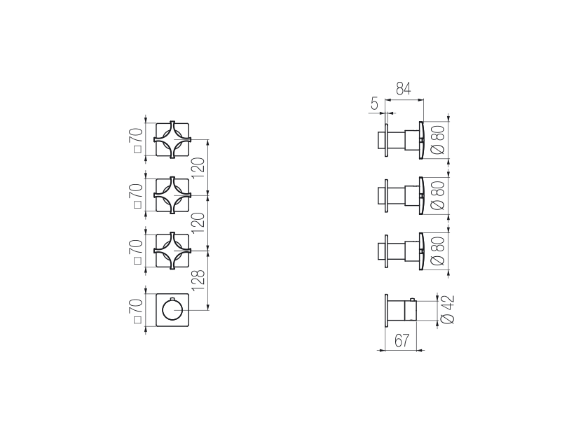 Thermostatic mixer with 3 manifolds