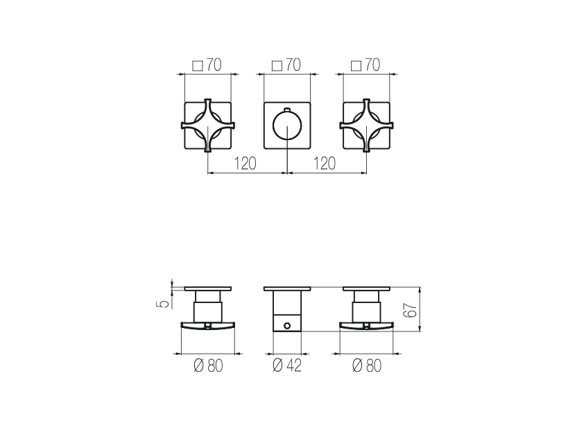 Thermostat-Duschset mit 2 Absperrventilen