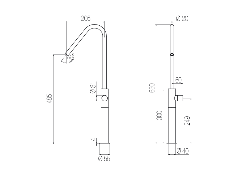 Lavabo rialzato 