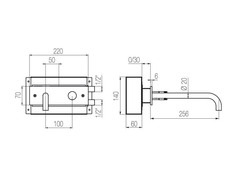 Wall-mounted basin mixer