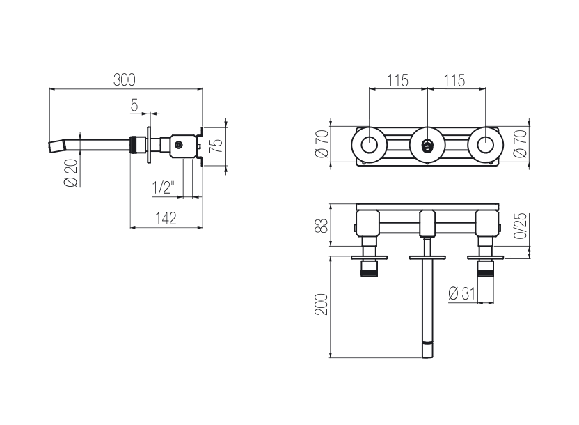 Wall-mounted bidet tap