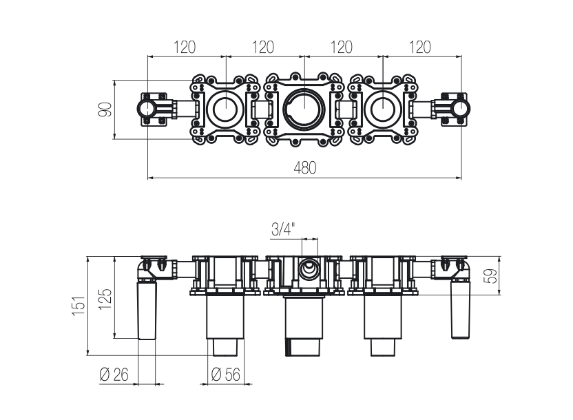 High flow rate bath mixer built-in part