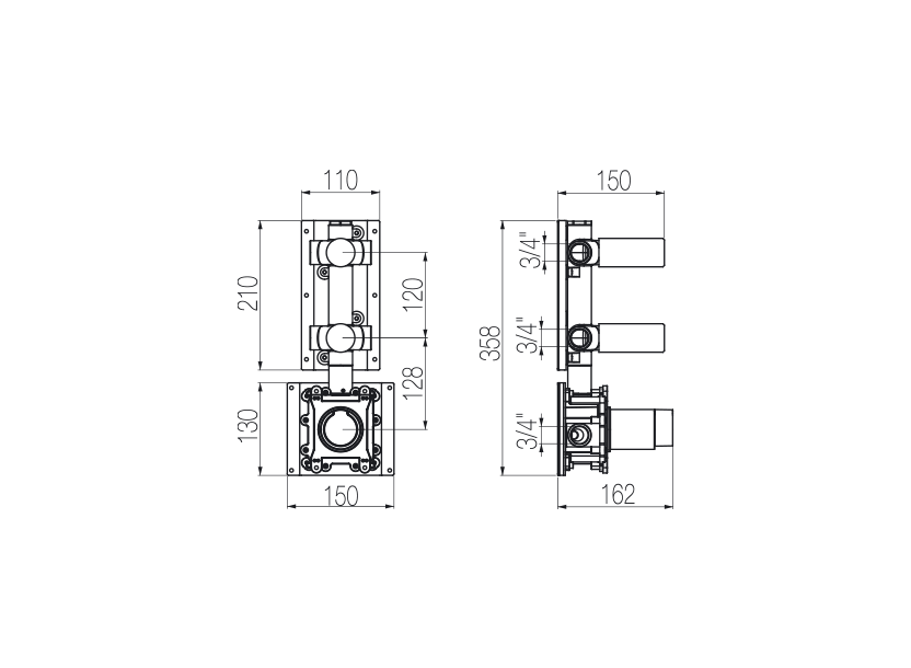 High flow rate shower built-in part