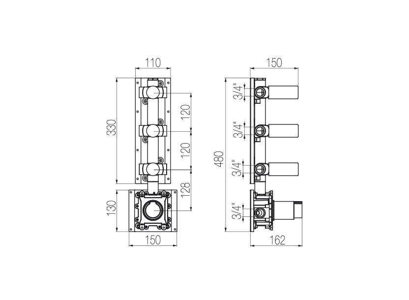 High flow rate shower built-in part