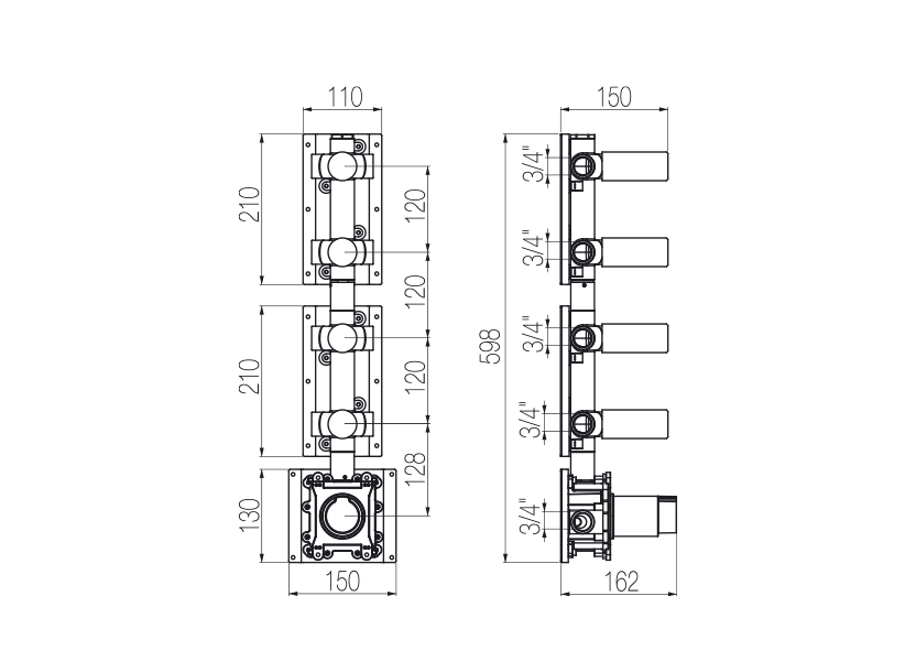 High flow rate shower built-in part