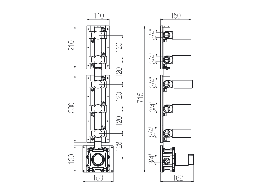 High flow rate shower built-in part