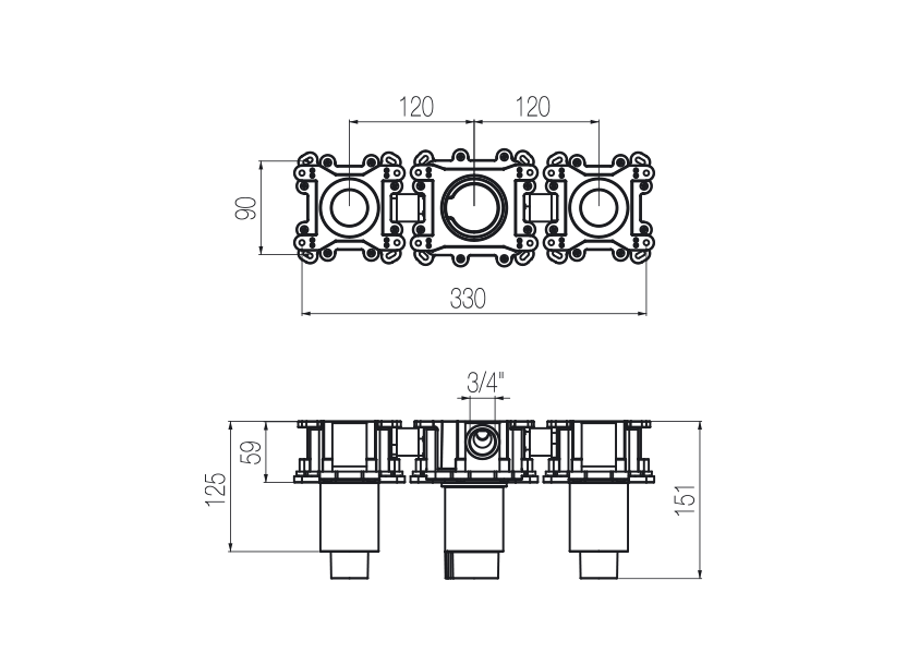 High flow rate shower built-in part