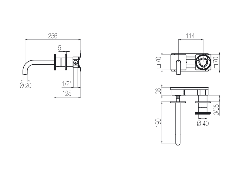  Wall-mounted basin mixer