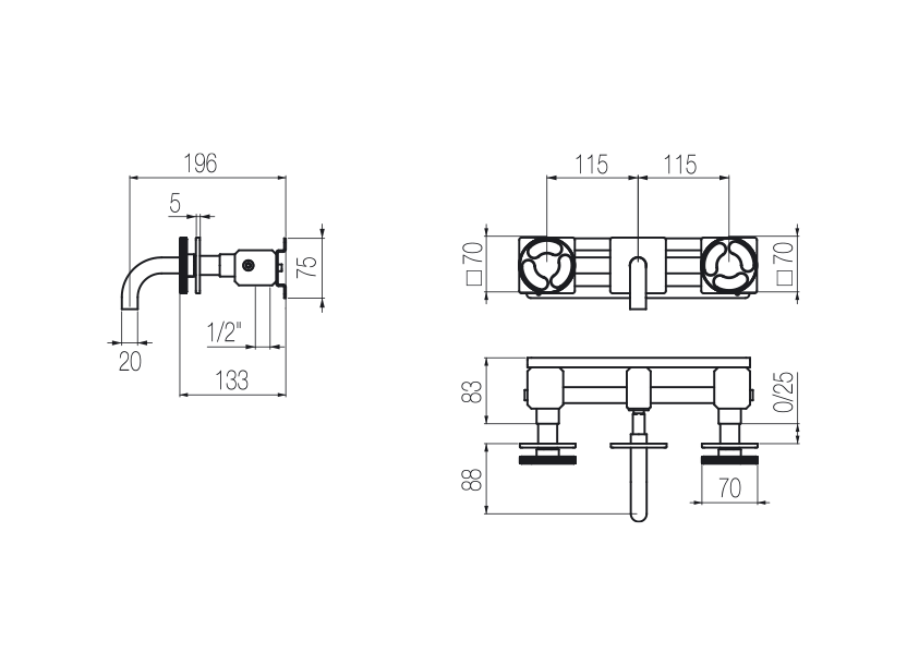  Wall-mounted basin tap