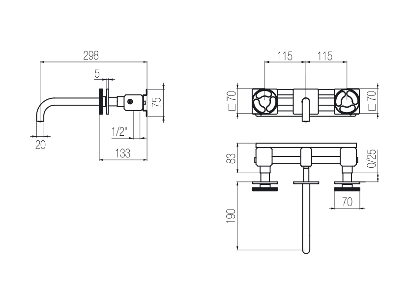  Wall-mounted basin tap