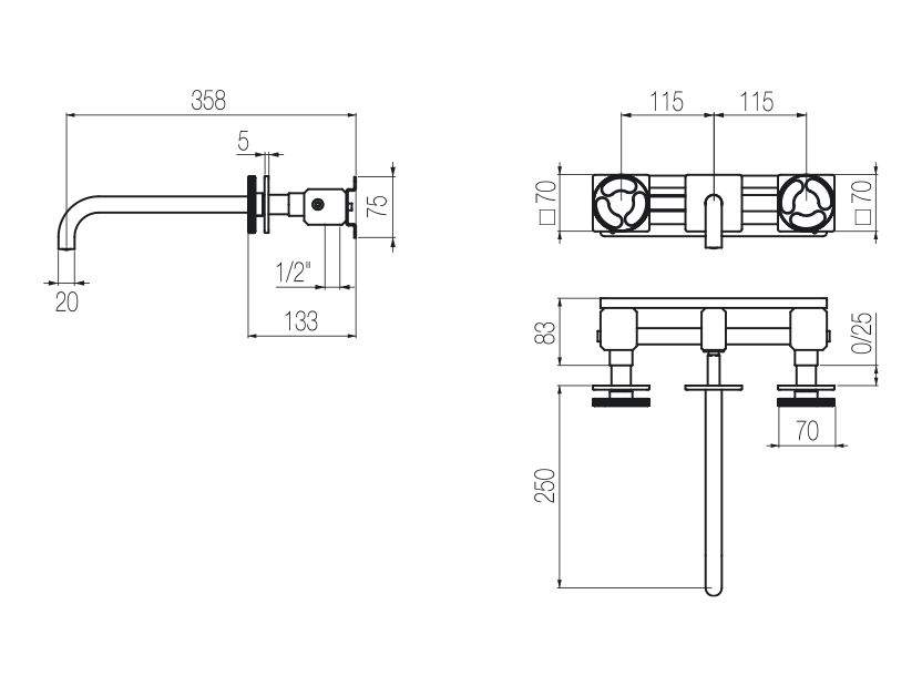  Wall-mounted basin tap