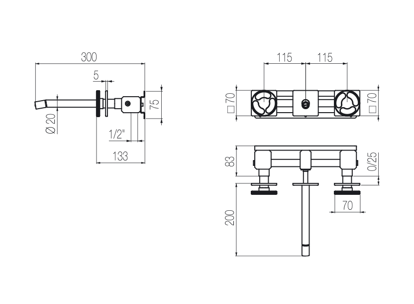  Wall-mounted basin tap