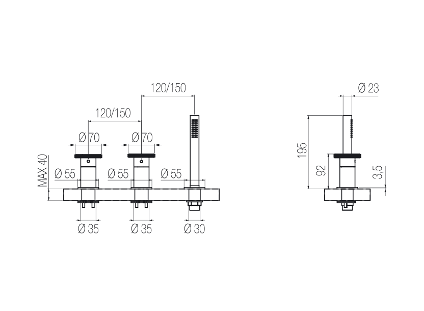  3-hole bath group