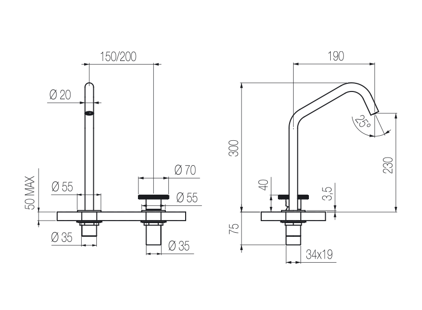 Lavabo 2 fori 