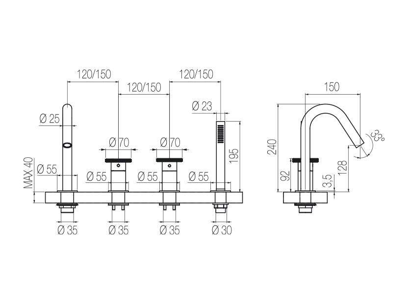  4-hole bath group