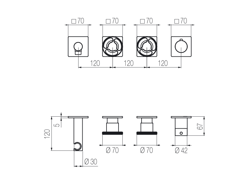 Horizontales Thermostat-Brauseset mit hohem Durchfluss