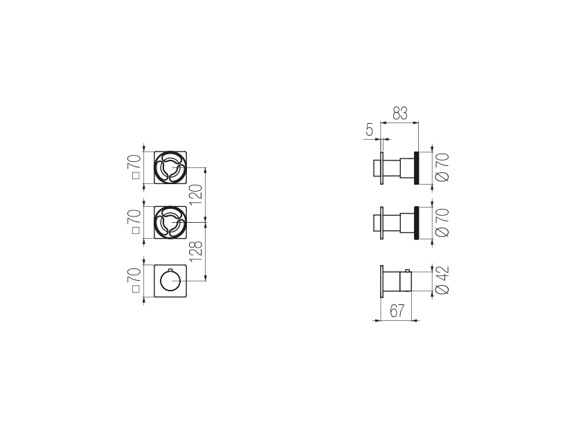  Thermostatic mixer with 2 manifolds