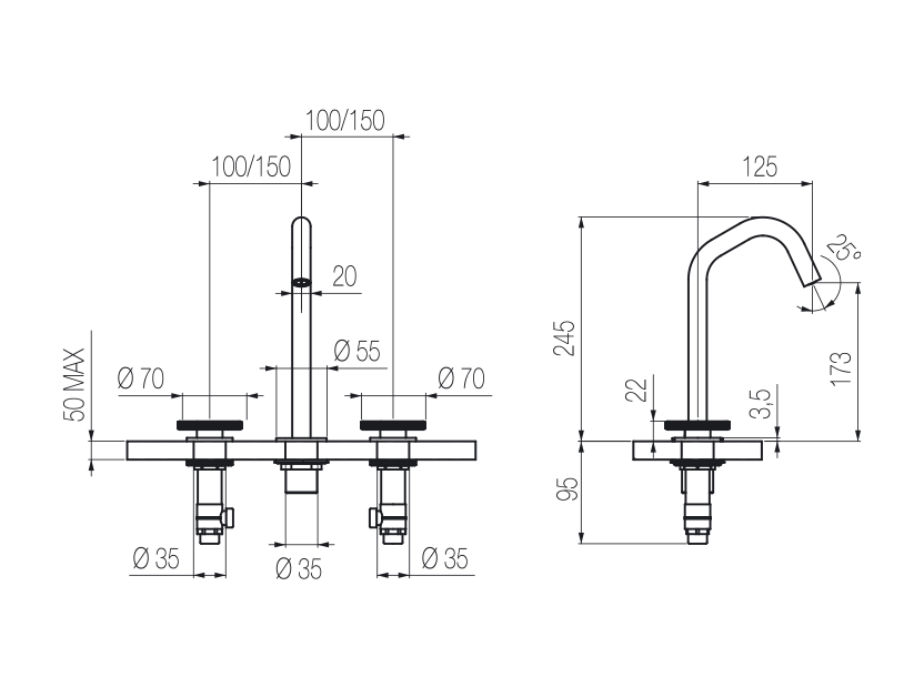 Lavabo 3 fori 