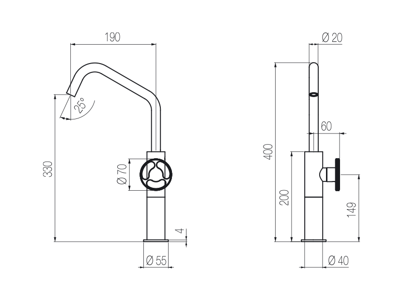 Kàto single lever sink mixer