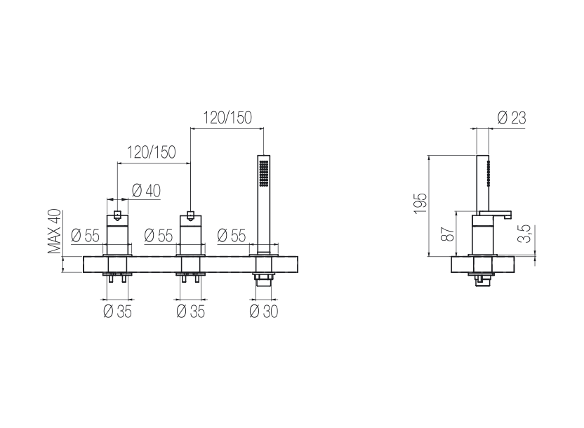  3-hole bath group