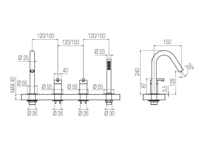  4-hole bath group