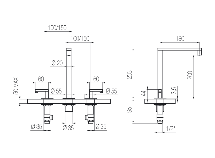 Lavabo 3 fori 