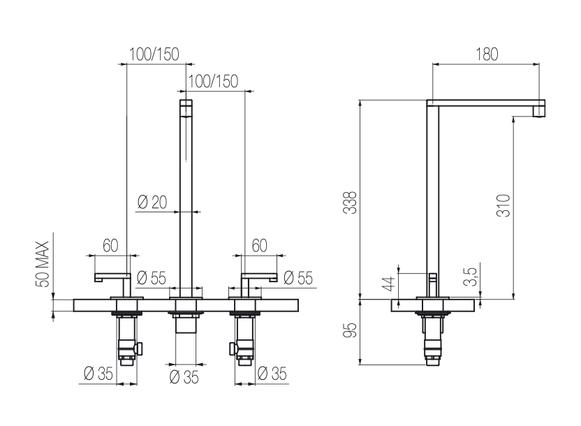 Lavabo 3 fori 