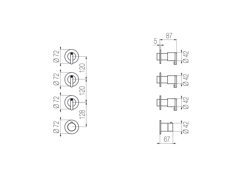  Thermostatic mixer with 3 manifolds