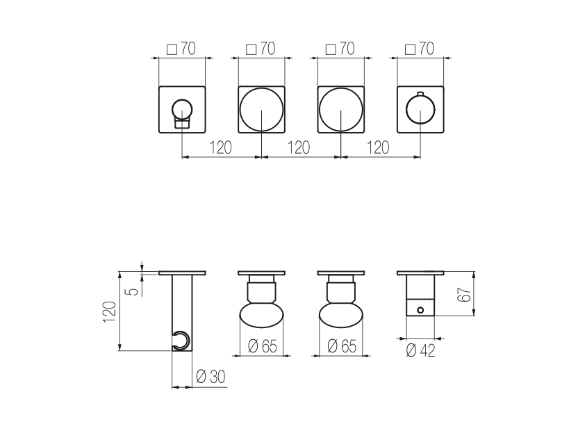 High flow rate horizontal thermostatic set