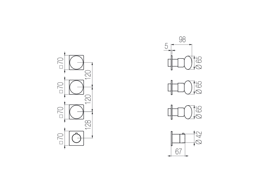 Thermostatic mixer with 3 manifolds