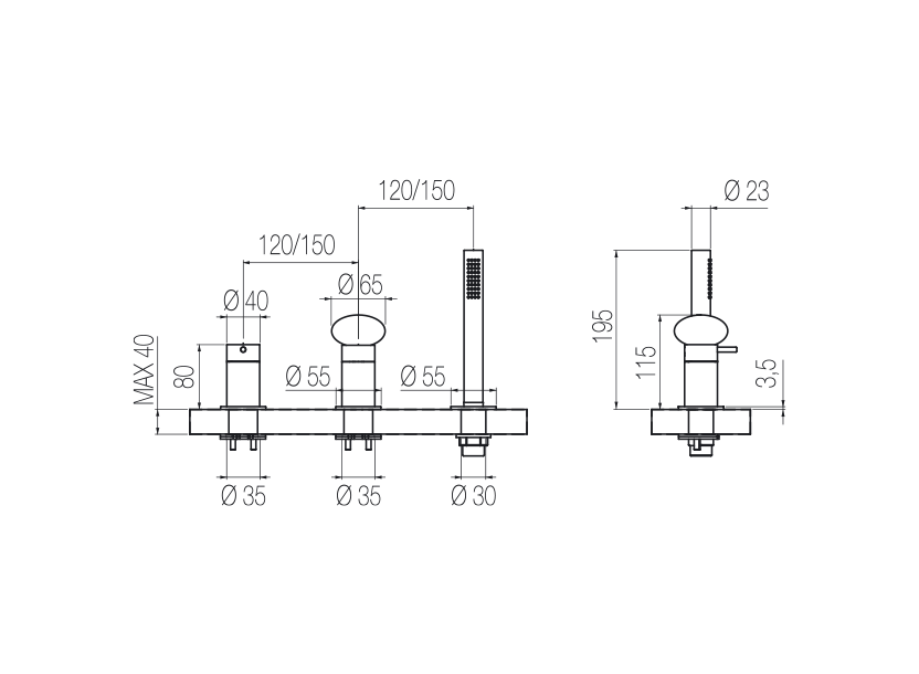 3-hole bath group