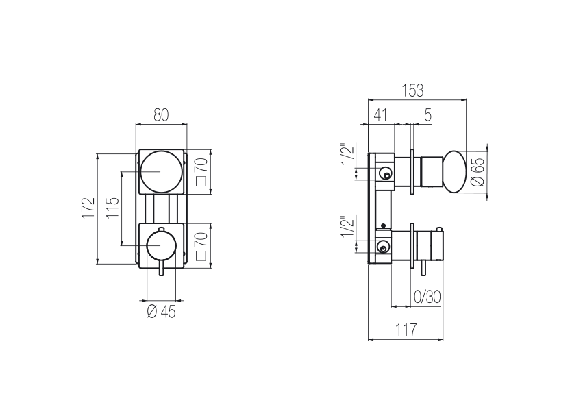 Thermostatic shower mixer with integrated 3-way diverter