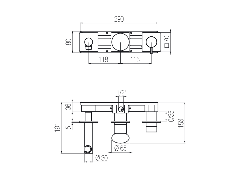 Horizontal shower set with 3-ways diverter